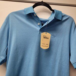 NWT Tommy Bahama Men Polo Blue Crush Cotton/Polyester Easy Blue Polo Shirt Small